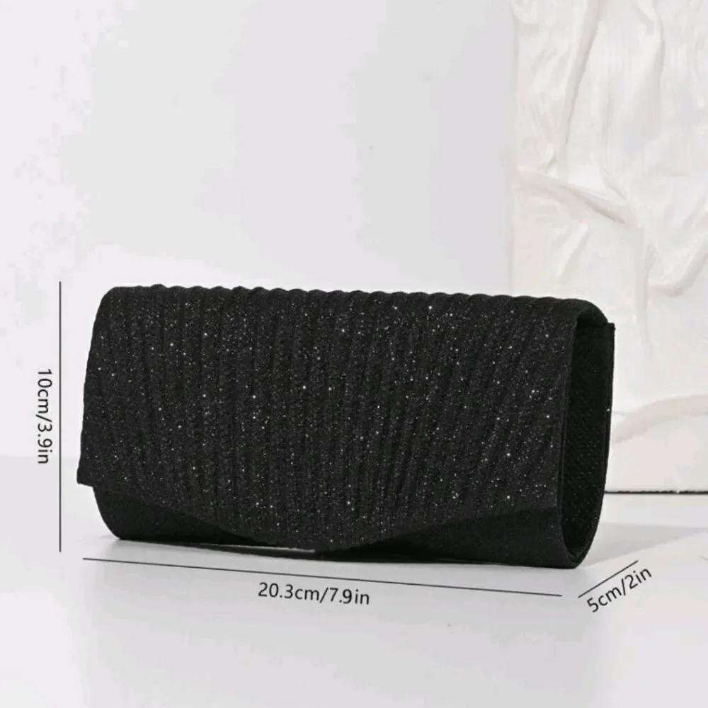 Brand New Ladies Black Glitter Evening Bag - Picture 4 of 7